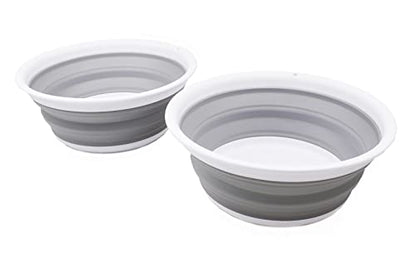 SAMMART 5.5L (1.45 Gallon) Set of 2 Collapsible Tub - Foldable Dish Tub - Portable Washing Basin - Space Saving Plastic Washtub
