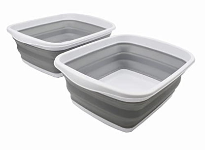 SAMMART 10L Collapsible Tub - Foldable Dish Tub - Portable Washing Basin - Space Saving Plastic Washtub