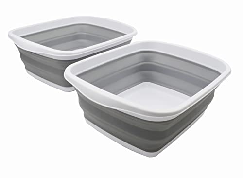 SAMMART 10L Collapsible Tub - Foldable Dish Tub - Portable Washing Basin - Space Saving Plastic Washtub