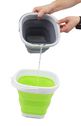 SAMMART 2.6L Super Mini Sqare Collapsible Plastic Bucket - Foldable Square Tub - Portable Fishing Water Pail - Space Saving Outdoor Waterpot