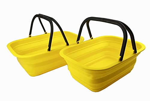 SAMMART 9.2L Collapsible Tub with Handle - Portable Outdoor Picnic Basket/Crater - Foldable Shopping Bag - Space Saving Storage Container