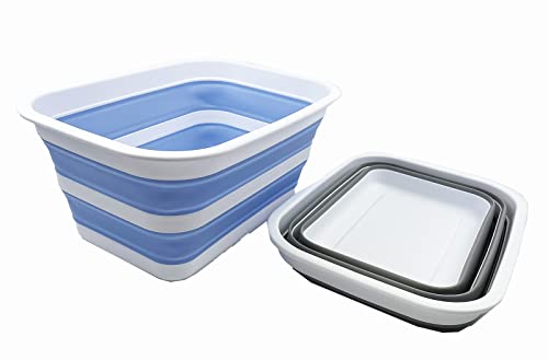 SAMMART 12L Collapsible Tub - Portable Outdoor Picnic Tray - Portable Washing Basin - Space Saving Plastic Washtub