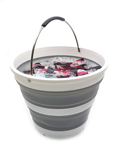 SAMMART 2 pcs Set : 36L Collapsible Plastic Laundry Basket & 10L Collapsible Bucket
