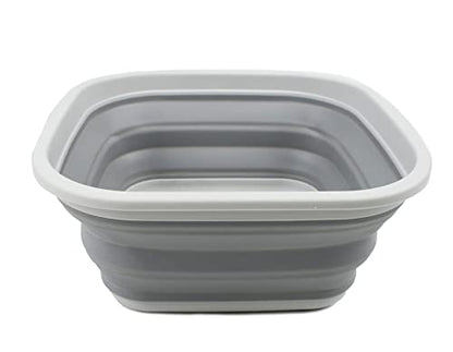 SAMMART 5.5L Collapsible Tub - Foldable Dish Tub - Portable Washing Basin - Space Saving Plastic Washtub (Gray)