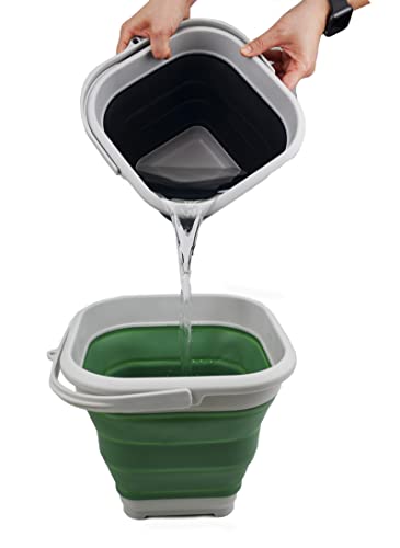 SAMMART 5.5L Collapsible Square Handy Bucket/Foldable SquareWater Pail/Portable Tub with Handle.