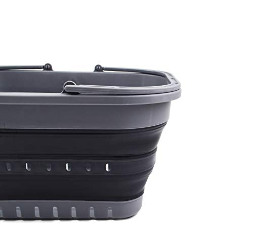 SAMMART 19L Collapsible Tub with Handle - Portable Outdoor Picnic Basket/Crater - Foldable Shopping Bag - Space Saving Storage Container