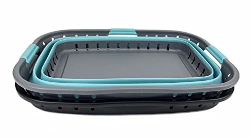 SAMMART 44L Collapsible Plastic Laundry Basket-Foldable Pop Up Storage Container-Portable Washing Tub- pace Saving Hamper, Water Capacity: 35L