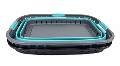 SAMMART 44L Collapsible Plastic Laundry Basket-Foldable Pop Up Storage Container-Portable Washing Tub- pace Saving Hamper, Water Capacity: 35L