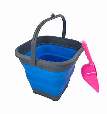 SAMMART 5.5L Collapsible Square Handy Bucket/Foldable Square Water Pail/Portable Tub with Handle