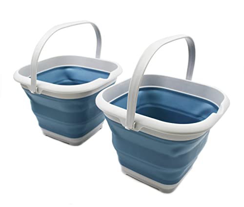 SAMMART 8.5L Collapsible Square Handy Bucket/Foldable Square Water Pail/Portable Tub with Handle. Size 31x31cm