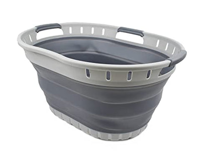 SAMMART 25L Collapsible Plastic Laundry Basket - Foldable Pop Up Storage Container/Organizer - Portable Washing Tub - Space Saving Hamper/Basket