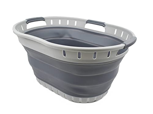 SAMMART 25L Collapsible Plastic Laundry Basket - Foldable Pop Up Storage Container/Organizer - Portable Washing Tub - Space Saving Hamper/Basket