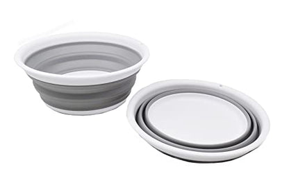 SAMMART 5.5L (1.45 Gallon) Set of 2 Collapsible Tub - Foldable Dish Tub - Portable Washing Basin - Space Saving Plastic Washtub