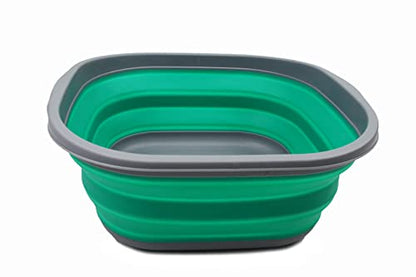 SAMMART 10L Collapsible Tub - Foldable Dish Tub - Portable Washing Basin - Space Saving Plastic Washtub
