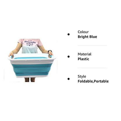 SAMMART 41L Collapsible Plastic Laundry Basket-Foldable Pop Up Storage Container/Organizer-Portable Washing Tub-Space Saving Hamper, Water capacity 32L