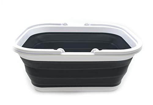 SAMMART 15.5L Collapsible Tub with Handle - Portable Outdoor Picnic Basket/Crater - Foldable Shopping Bag - Space Saving Storage Container