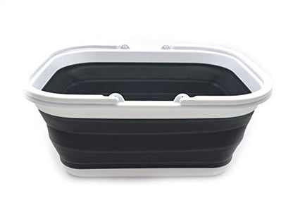SAMMART 15.5L Collapsible Tub with Handle - Portable Outdoor Picnic Basket/Crater - Foldable Shopping Bag - Space Saving Storage Container