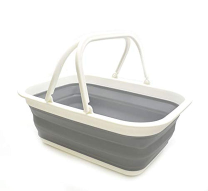 SAMMART 9.2L & 19L Collapsible Tub with Handle - Portable Outdoor Picnic Basket/Crater - Foldable Shopping Bag - 2 Pieces