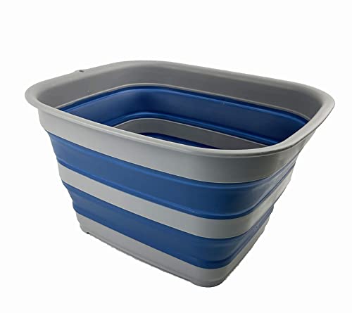 SAMMART Collapsible Item (15L Collapsible Rectangular Tub (Grey/Mist Blue))