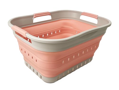 SAMMART Collapsible Plastic Rectangular Laundry Basket - Foldable Pop Up Storage Container/Organizer - Portable Laundry Hamper- Space Saving