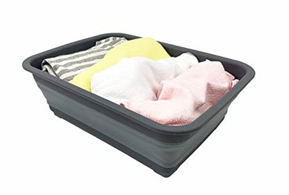 SAMMART 8L Collapsible Tub - Foldable Dish Tub - Portable Washing Basin - Space Saving Plastic Washtub