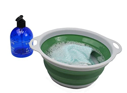 SAMMART 2.6L Collapsible Tub - Foldable Dish Tub - Portable Washing Basin - Space Saving Plastic Washtub