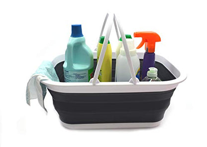 SAMMART 15.5L Collapsible Tub with Handle - Portable Outdoor Picnic Basket/Crater - Foldable Shopping Bag - Space Saving Storage Container