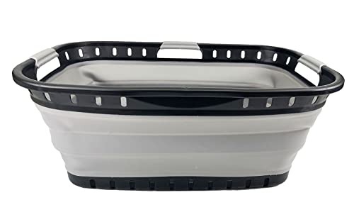 SAMMART 44L Collapsible Plastic Laundry Basket-Foldable Pop Up Storage Container-Portable Washing Tub-Space Saving Hamper, Water Capacity: 35L