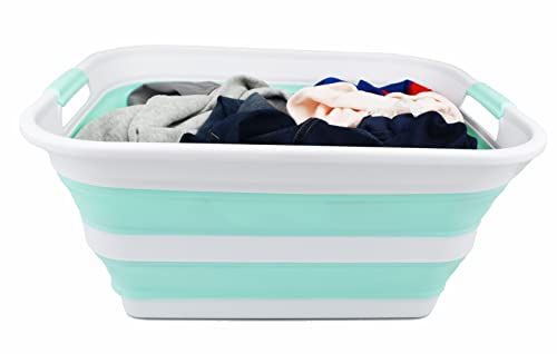 SAMMART Collapsible Plastic Laundry Basket - Foldable Pop Up Storage Container/Organizer - Portable Washing Tub - Space Saving Hamper/Basket