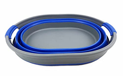 SAMMART 23L (6 Gallons) Collapsible Plastic Laundry Basket - Oval Tub/Basket - Foldable Storage Container/Organizer - Portable Washing Tub - Space Saving Laundry Hamper