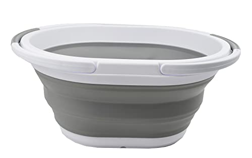 SAMMART 11L Collapsible Basket with Handle - Portable Outdoor Picnic Basket/Crater - Foldable Shopping Bag - Space Saving Storage Container