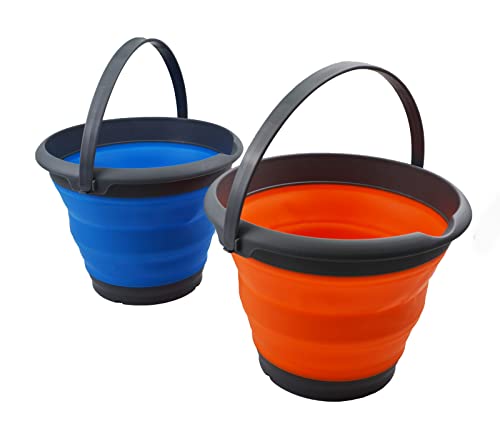 SAMMART 8.5L Collapsible Plastic Bucket - Foldable Round Tub - Portable Fishing Water Pail - Space Saving Outdoor Waterpot. Size 31cm Dia