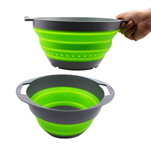 Collapsible TPE/PP Colander & Bowl Set - Foldable Washing Basin - Portable Dish Washing Tub - Space Saving Kitchen Storage Tray