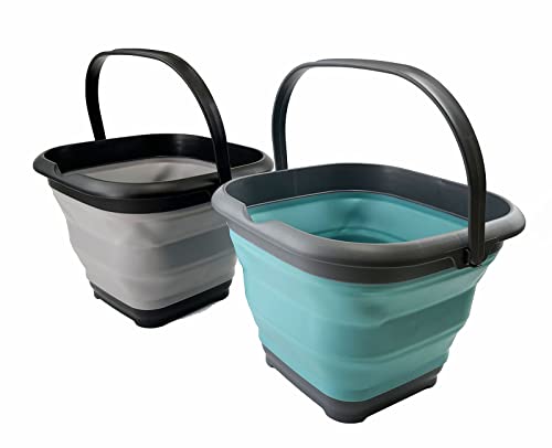 SAMMART 8.5L Collapsible Square Handy Bucket/Foldable SquareWater Pail/Portable Tub with Handle. Size 31cm (Square)