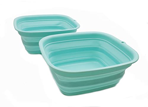 SAMMART 7.7L Collapsible Tub - Foldable Dish Tub - Portable Washing Basin - Space Saving Plastic Washtub