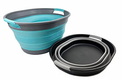 SAMMART 23L (6 Gallons) Collapsible Plastic Laundry Basket - Oval Tub - Foldable Storage Container/Organizer - Portable Washing Tub - Space Saving Laundry Hamper