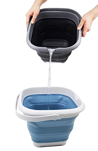 SAMMART 8.5L Collapsible Square Handy Bucket/Foldable SquareWater Pail/Portable Tub with Handle. Size 31x31cm