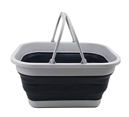 SAMMART 19L Collapsible Tub with Handle - Portable Outdoor Picnic Basket/Crater - Foldable Shopping Bag - Space Saving Storage Container