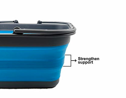 New SAMMART 12L Collapsible Tub with Handle - Portable Outdoor Picnic Basket/Crater - Foldable Shopping Bag - Space Saving Storage Container