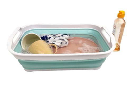 SAMMART 7L Collapsible Tub - Foldable Dishpan - Portable Washing Basin - Space Saving Plastic Sink Tub, Outdoor Kitchen Storage Tray