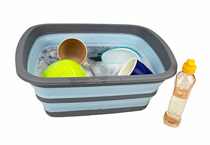 SAMMART New 10L Collapsible Tub-Foldable Dish Tub-Portable Washing Basin-Space Saving Plastic Washtub