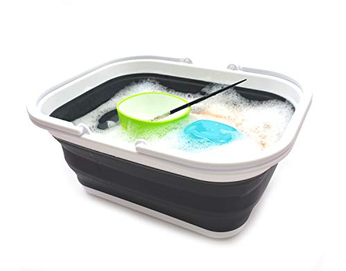 SAMMART 15.5L Collapsible Tub with Handle - Portable Outdoor Picnic Basket/Crater - Foldable Shopping Bag - Space Saving Storage Container