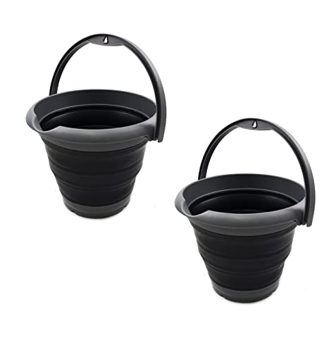 SAMMART 5L Collapsible Plastic Bucket - Foldable Round Tub - Portable Fishing Water Pail - Space Saving Outdoor Waterpot