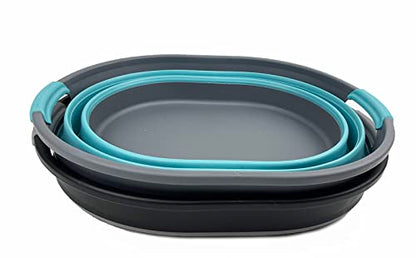 SAMMART 23L (6 Gallons) Collapsible Plastic Laundry Basket - Oval Tub - Foldable Storage Container/Organizer - Portable Washing Tub - Space Saving Laundry Hamper