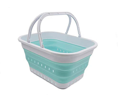 SAMMART 9.2L & 19L Collapsible Tub with Handle - Portable Outdoor Picnic Basket/Crater - Foldable Shopping Bag - 2 Pieces