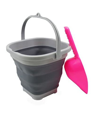 SAMMART 2.6L Super Mini Sqare Collapsible Plastic Bucket - Foldable Square Tub - Portable Fishing Water Pail - Space Saving Outdoor Waterpot