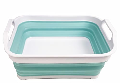 SAMMART 7L Collapsible Tub - Foldable Dishpan - Portable Washing Basin - Space Saving Plastic Sink Tub, Outdoor Kitchen Storage Tray