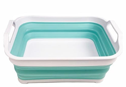 SAMMART 7L Collapsible Tub - Foldable Dishpan - Portable Washing Basin - Space Saving Plastic Sink Tub, Outdoor Kitchen Storage Tray