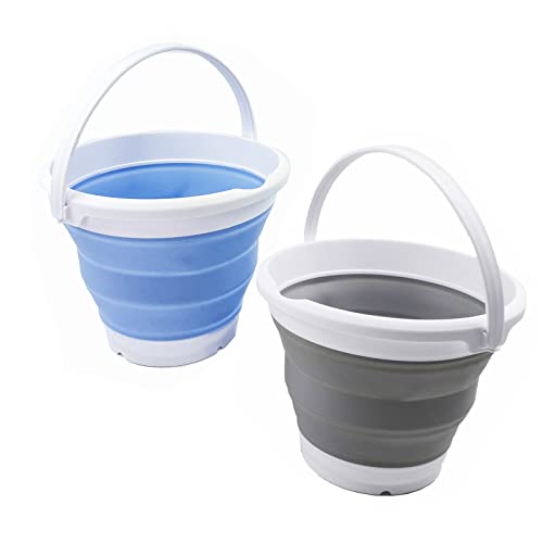 SAMMART 5.5L Collapsible Plastic Bucket - Foldable Round Tub - Portable Fishing Water Pail - Space Saving Outdoor Waterpot