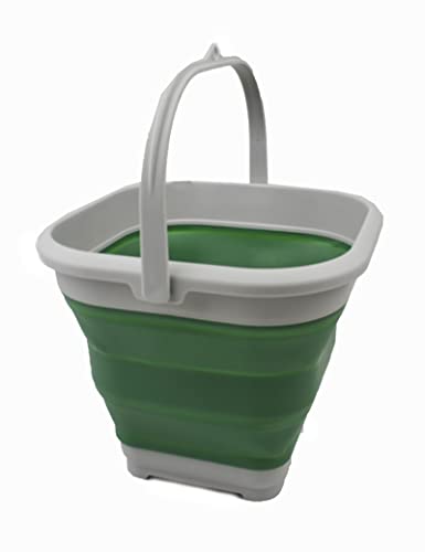 SAMMART 5.5L Collapsible Square Handy Bucket/Foldable SquareWater Pail/Portable Tub with Handle.